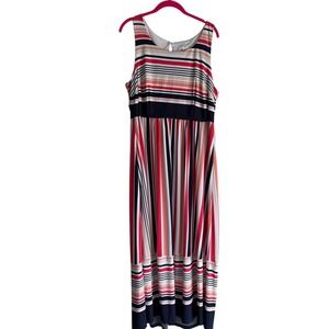 STUDIO ONE New York Striped Multicolor Ladies Sleeveless Maxi Dress, 1X